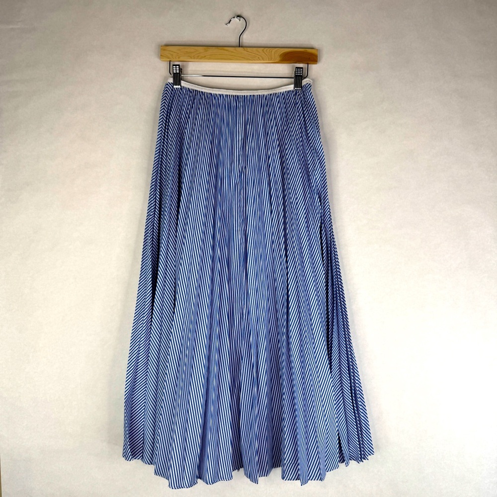 J CREW Pleated Midi Skirt in Stripe - AW499 - Sz 0 - Picture 4 of 14